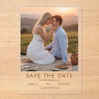 Invitations En Acrylique carte de sauvegarde de date de photo de coucher de