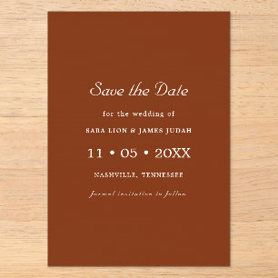 Invitations En Acrylique Carte de sauvegarde de date en terracotta