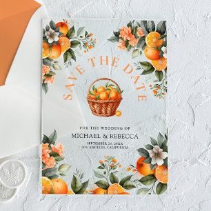 Invitations En Acrylique Carte de sauvegarde de mariage Citrus Orange Tange