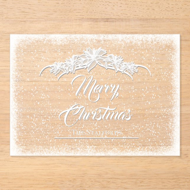 Invitations En Acrylique Carte de vacances en acrylique Sheer Poinsettia (Recto)