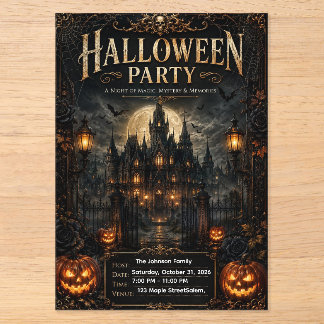 Invitations En Acrylique Carte d'invitation de fête Halloween gothique de l