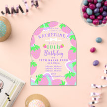 Carte d'invitation Pastel Anniversaire fraise