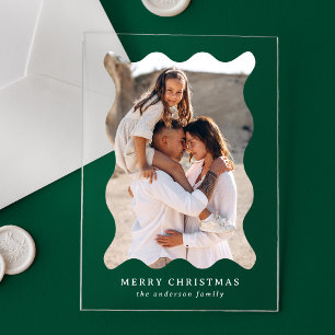 Invitations En Acrylique Carte photo de vacances Festive Retro Wavy Frame