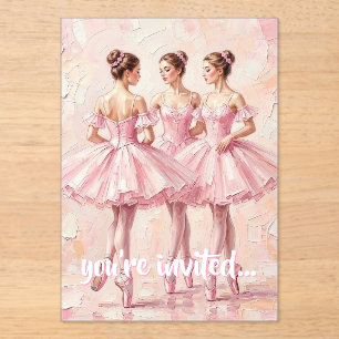 Invitations En Acrylique carton d'invitation d'anniversaire de ballerine ro