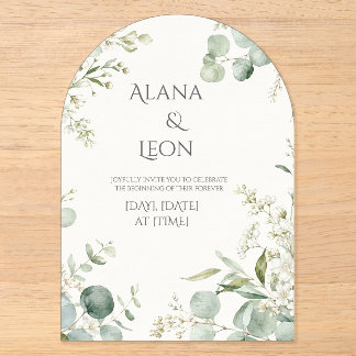 Invitations En Acrylique Carton d'invitation de mariage au eucalyptus vert 