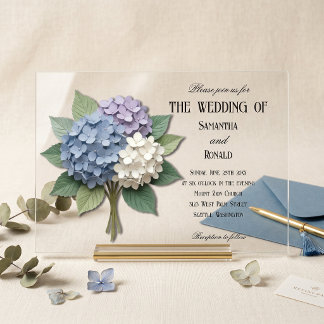 Invitations En Acrylique Carton d'invitation de mariage aux fleurs d'hydran