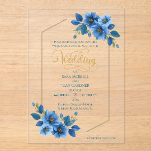 Invitations En Acrylique Carton d'invitation de mariage en acrylique floral