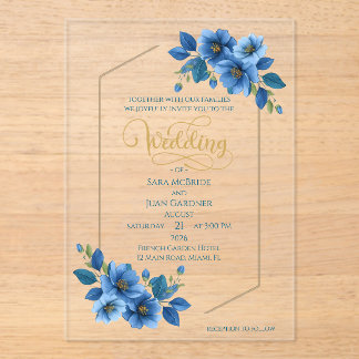 Invitations En Acrylique Carton d'invitation de mariage en acrylique floral