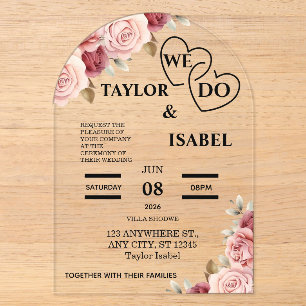 Invitations En Acrylique Carton d'invitation de mariage en acrylique person