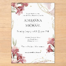 Carton d'invitation de mariage floral marron aquar