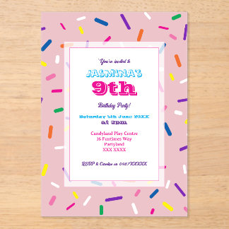 Invitations En Acrylique Carton d'invitation en acrylique rose pastel paill