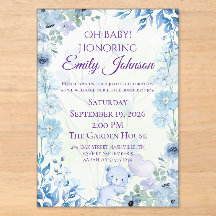 Carton d'invitation luxe pour Baby Shower Ourson