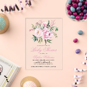 Invitations En Acrylique Carton d'invitation rose pour Baby Shower