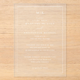 Invitations En Acrylique Cartons d'invitation formels noirs élégants