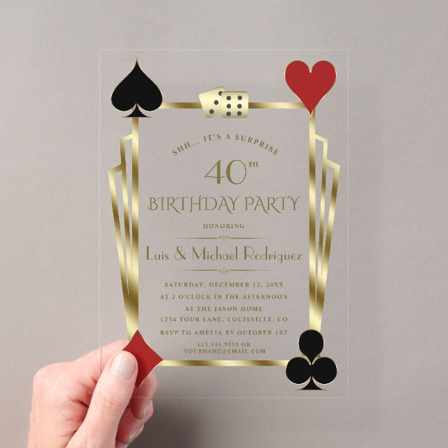 Invitations En Acrylique Casino de luxe nuit Las Vegas Poker Anniversaire (In situ (ordinateur de poche))