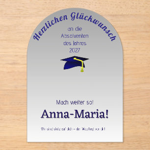 Invitations En Acrylique casquette bleu gris en argent - GERMAN Félicitatio