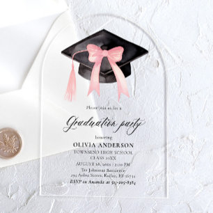 Invitations En Acrylique Casquette de remise des diplômes à ruban rose mode