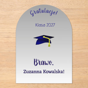 Invitations En Acrylique casquette de remise des diplômes bleue - Félicitat