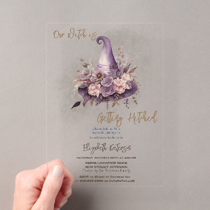 Invitations En Acrylique Casquette de sorcière florale Lune Fête des mariée