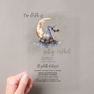 Invitations En Acrylique Casquette de sorcière Lune Halloween Fête des mari