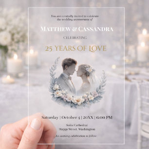 Invitations En Acrylique Célébration d'anniversaire de mariage de 25 ans co