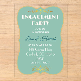 Invitations En Acrylique Célébration de couple ! Fête de fiançailles