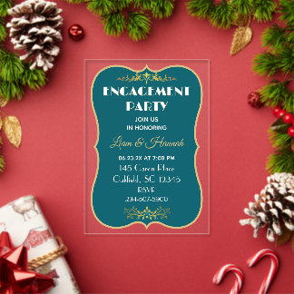 Invitations En Acrylique Célébration de couple ! Fête de fiançailles