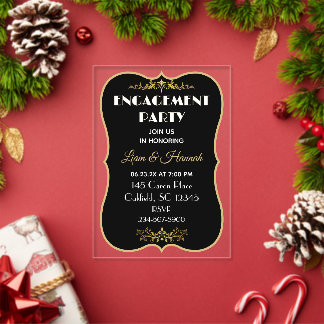 Invitations En Acrylique Célébration de couple ! Fête de fiançailles