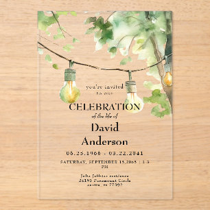 Invitations En Acrylique Célébration de la vie Arbre & Lumières 