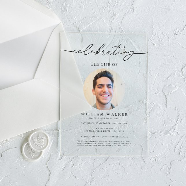 Invitations En Acrylique Célébration De La Vie Photo Célébration De La Vie (Créateur téléchargé)