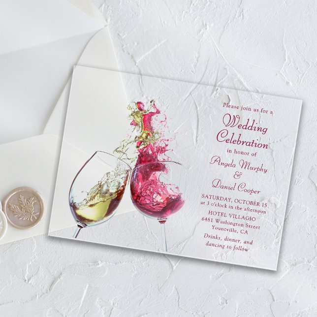 Invitations En Acrylique Célébration du Mariage de la danse du vin rouge et (Créateur téléchargé)