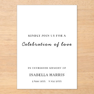 Invitations En Acrylique Célébration minimaliste moderne de la vie