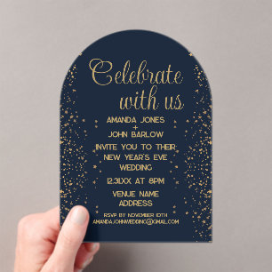 Invitations En Acrylique Célébrer avec les États-Unis Marine or Mariage du 