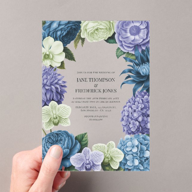 Invitations En Acrylique Celestial Blue, Frosted Indigo & Silver Pebble (In situ (ordinateur de poche))