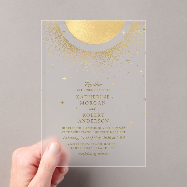 Invitations En Acrylique Celestial Midnight Moon Wedding (In situ (ordinateur de poche))