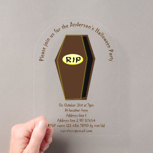 Invitations En Acrylique Cercueil de la mort de Halloween personnalisé RIP