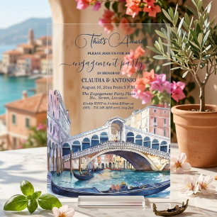 Invitations En Acrylique C'est l'Amore Aquarelle Venise Fête de Fiançailles