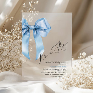 Invitations En Acrylique C'est un garçon Blue Bow Elegant Baby shower