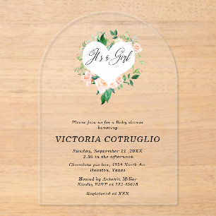 Invitations En Acrylique C'est une arche de Baby shower Fille Peach