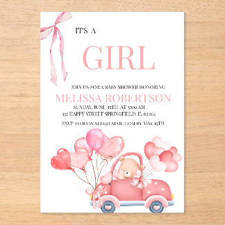 Invitations En Acrylique C'est une fille !