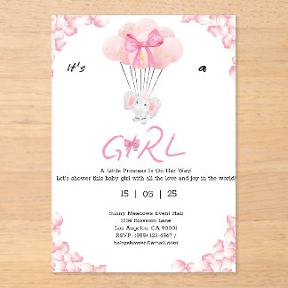 Invitations En Acrylique c'est une fille.douceur bébé