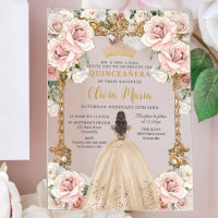 Champagne rose vintage Floral Quinceañera