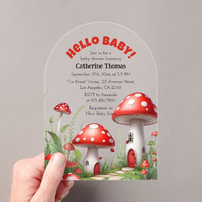 Invitations En Acrylique Champignons rouges Baby shower des bois (In situ (ordinateur de poche))