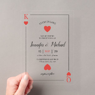 Invitations En Acrylique Chanceux en amour carte à jouer mariage à Las Vega