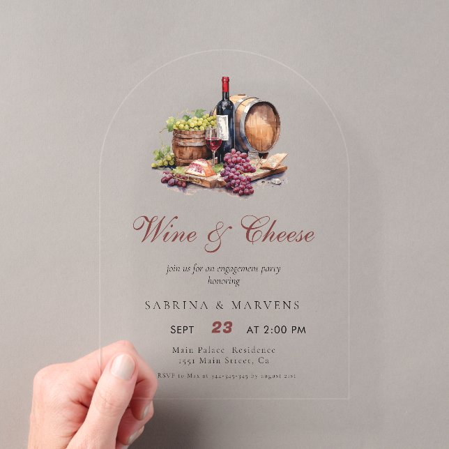 Invitations En Acrylique Charcuterie Commission Vin et Fromage (In situ (ordinateur de poche))