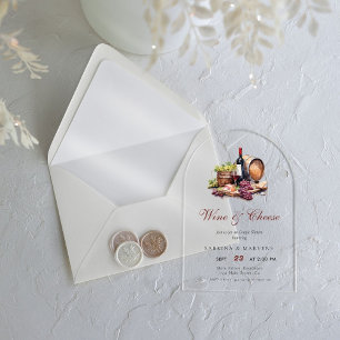 Invitations En Acrylique Charcuterie Commission Vin & Fromage Couple Douche