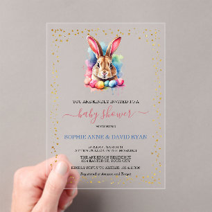 Invitations En Acrylique Charmant oeufs de lapin Baby shower de Pâques