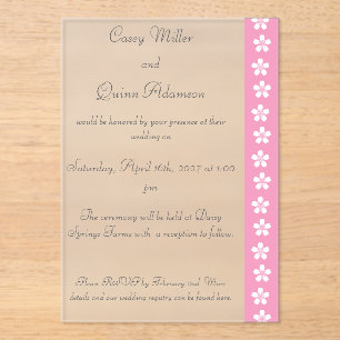 Invitations En Acrylique Charmant Sakura en rose pétale Acrylique Mariage