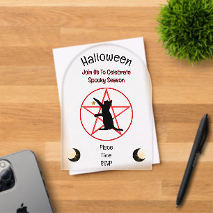 Invitations En Acrylique Chat de la saison Éffrayante d'Halloween dans l'ét