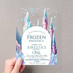 Invitations En Acrylique Château de dessin animé pour 1er anniversaire Froz